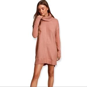 NWT * LULU'S Autumn Daze Mauve Pink Cowl Neck Long Sleeve Sweater Dress